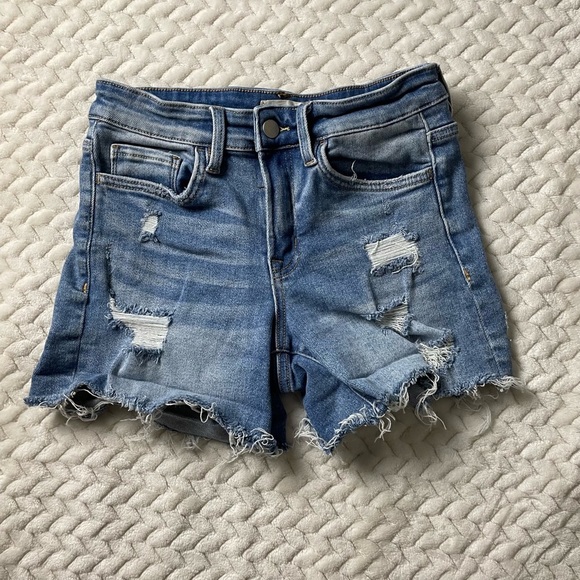 Altar’d State High Rise Button Fly Distressed Shorts Size Small stretch - Picture 1 of 7